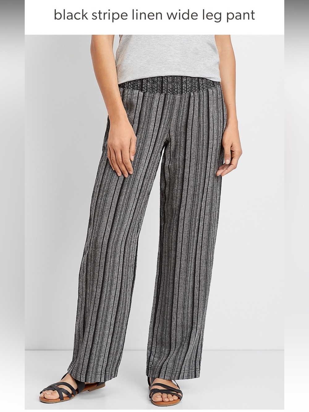 Maurices Black & Gray Striped Smocked Waist Pants